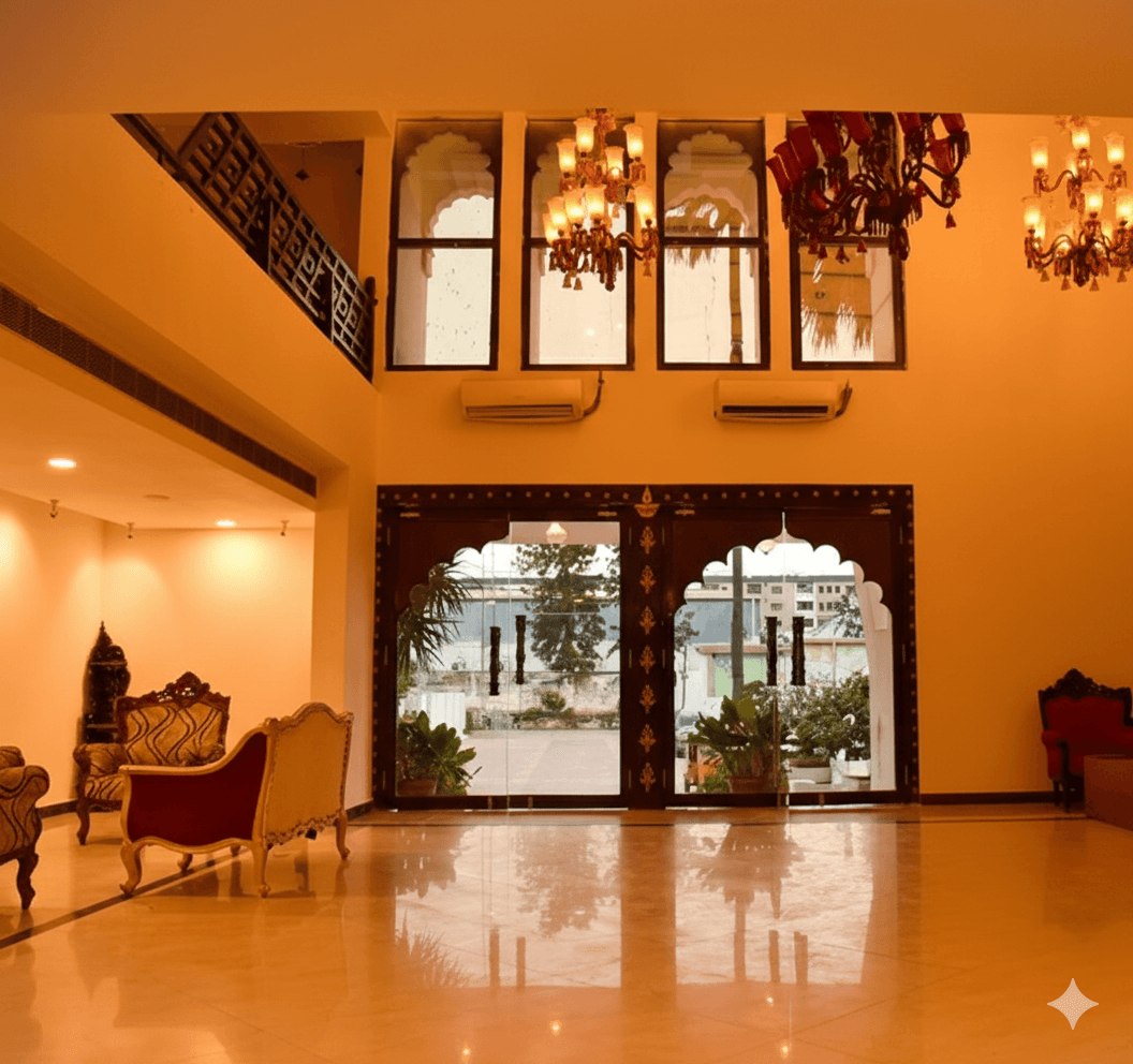 Grand lobby reception at Singhana Haveli